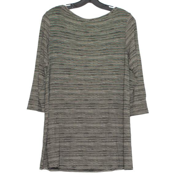 J Jill Womens Tunic Top Wearever 3/4 Sleeve Boatneck Stripe Black Size Small KQ - Picture 2 of 6